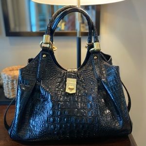 Black Melbourne signature croc-embossed leather Celia in classic black.